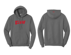 PW Collection: Pullover Hooded Sweatshirt w/Red Logo (Unisex)
